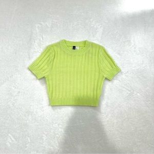 DIVIDED green knit crop top